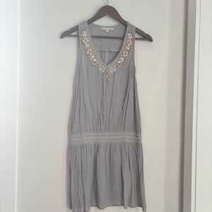 Cottagecore Cecico Gray Beaded Embroidered Sleeveless Midi Dress M